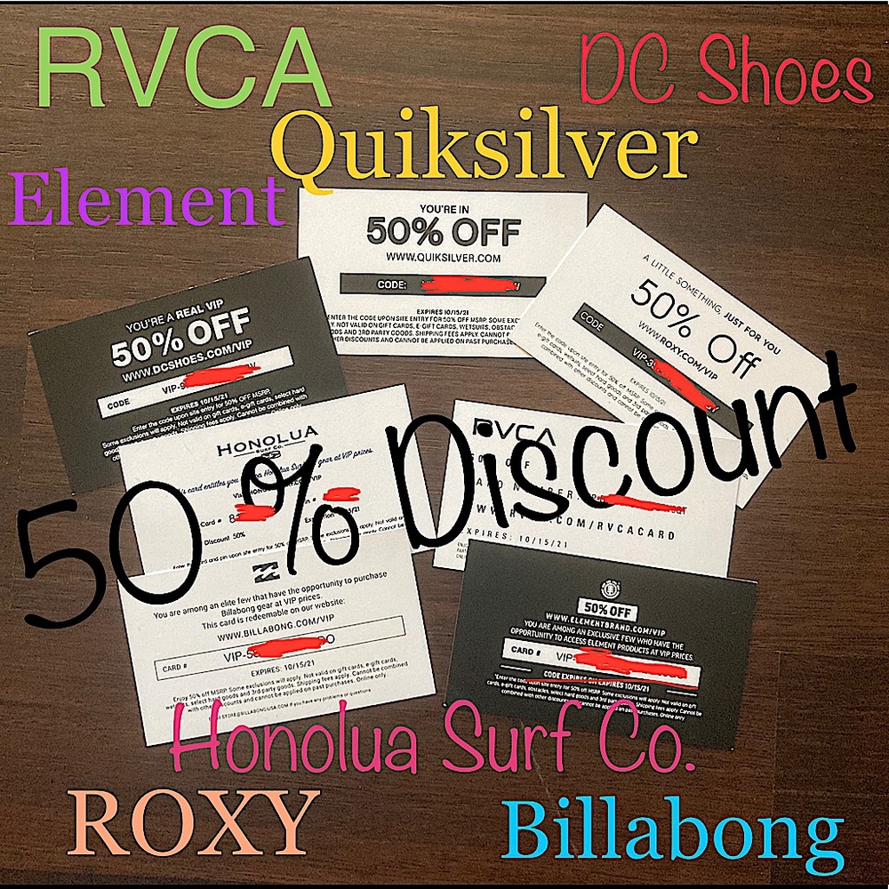 50% Off RVCA Billabong Element Honolua Surf Roxy